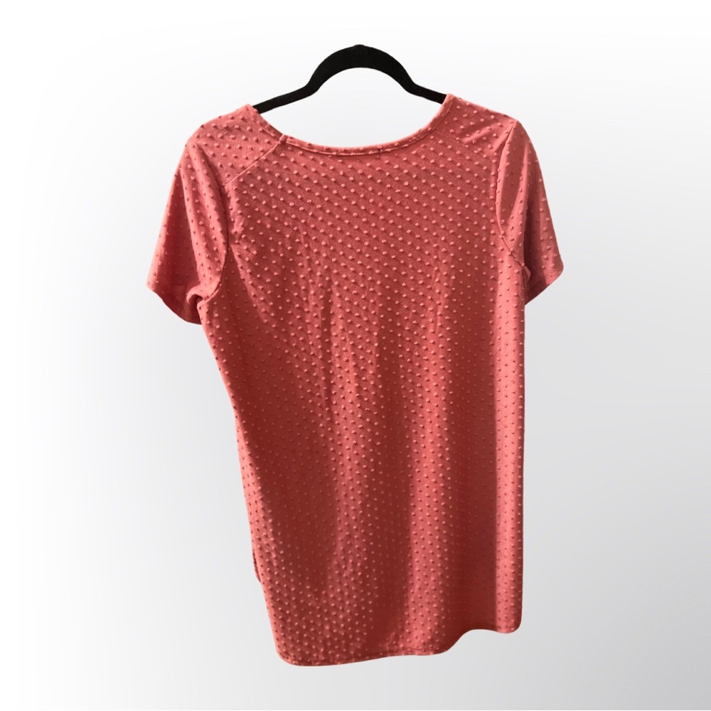 Coral Pink Tee with embroidered polka dots